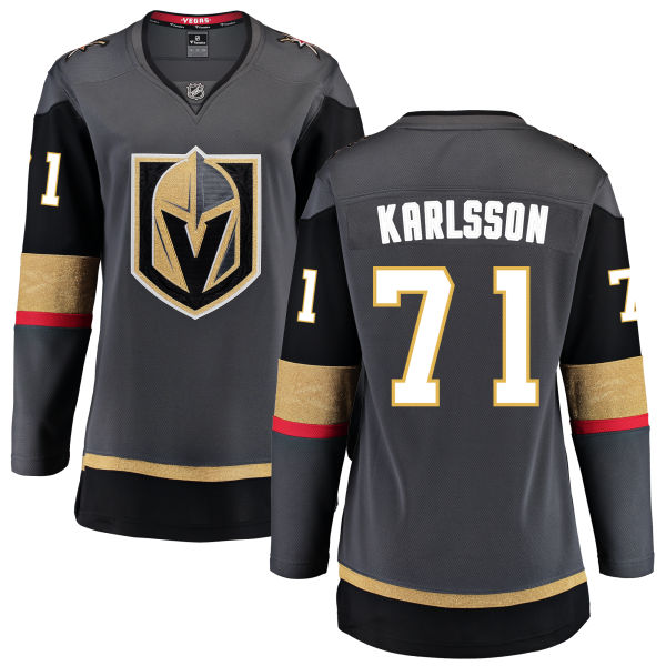 Women Vegas Golden Knights #71 Karlsson Fanatics Branded Breakaway Home gray Adidas NHL Jersey